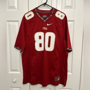 Nike Red and Gold FSU Jersey with Number 80